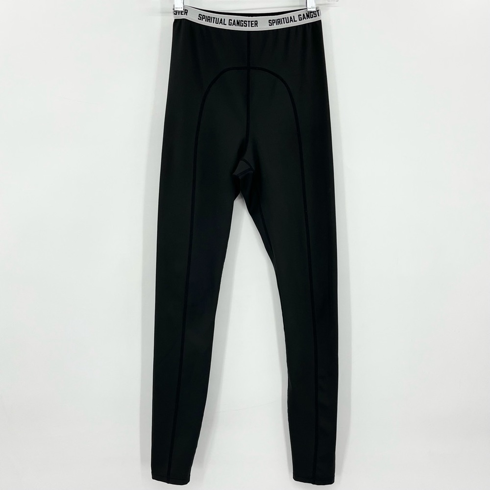 Spiritual Gangster Black Spell-Out Waistband Leggings Size XS